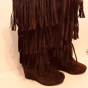 Madden Girl Frolicck Fringed Wedge Heel Boots